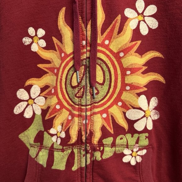 Lucky Brand Red Hoodie with Sun and Floral Design - Picture 3 of 12